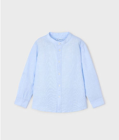 Camisa manga larga cuello mao  lino niño