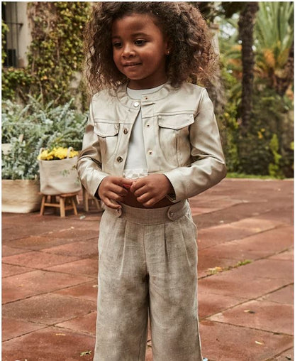 Pantalón fluido con lino niña