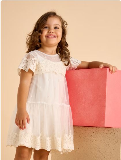 Vestido tul bordado niña