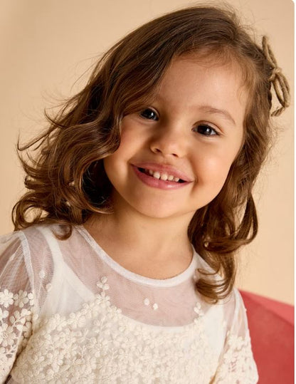 Vestido tul bordado niña