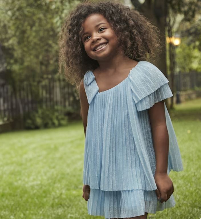 Vestido asimétrico plisado niña