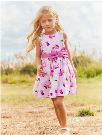 Vestido estampado lazo cintura niña
