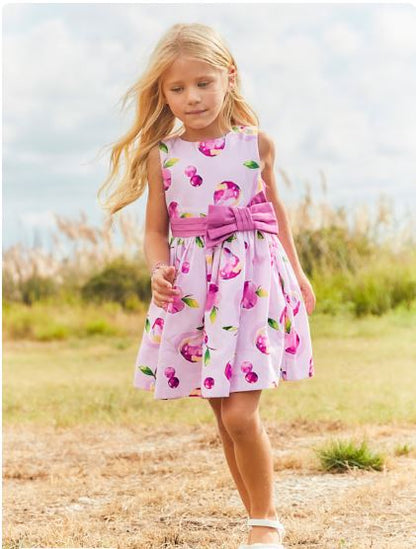 Vestido estampado lazo cintura niña