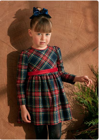 1 Vestido cuadros cinta terciopelo