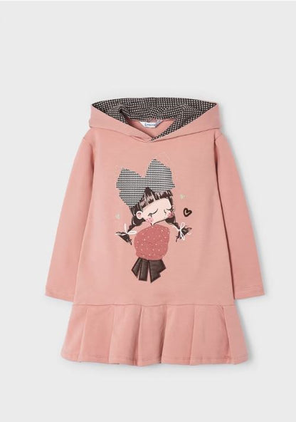 Vestido frenela con aplicacion de muñequita niña