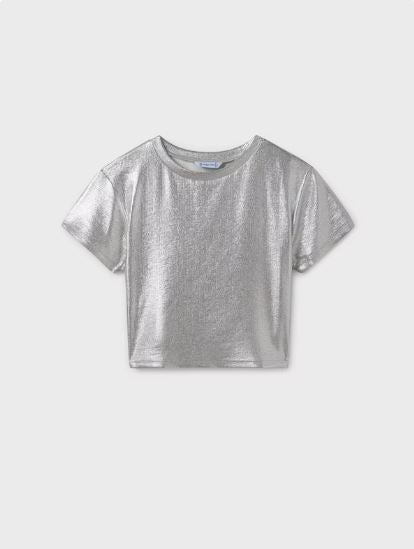 Camiseta metalizada canalé chicas