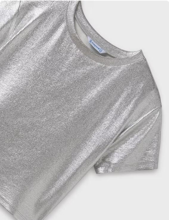 Camiseta metalizada canalé chicas