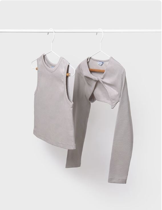 Camiseta con rebeca bolero canalé chicas