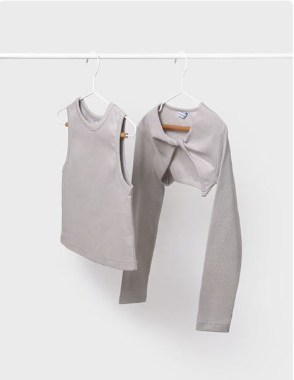 Camiseta con rebeca bolero canalé chicas