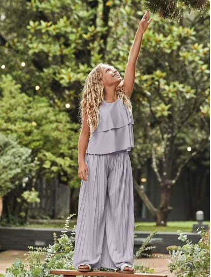 Conjunto pantalón largo y top plisado chica  Ceremonia