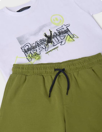 Conjunto bermuda y camiseta urbana chicos