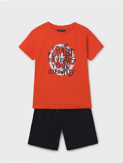 Conjunto bermuda y camiseta mensaje chicos