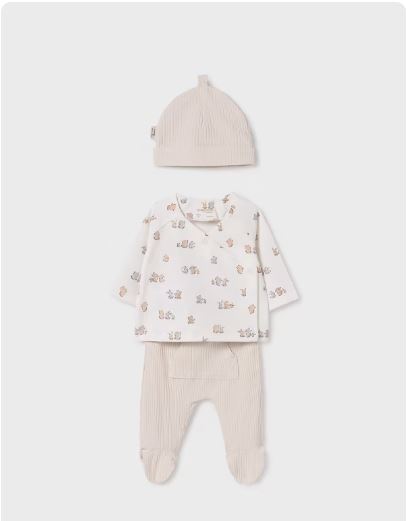 Set de regalo 3 piezas con gorrito bebé