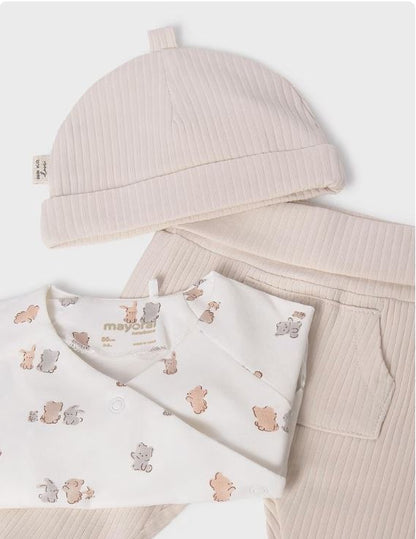 Set de regalo 3 piezas con gorrito bebé
