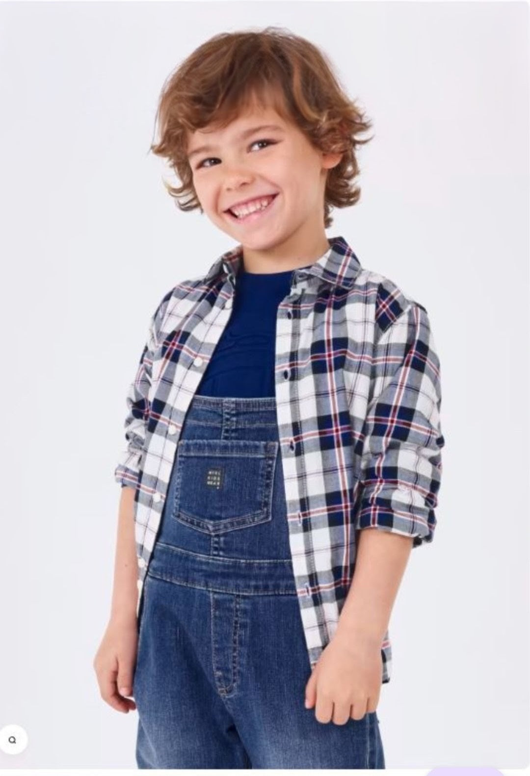 Camisa manga larga cuadros niño