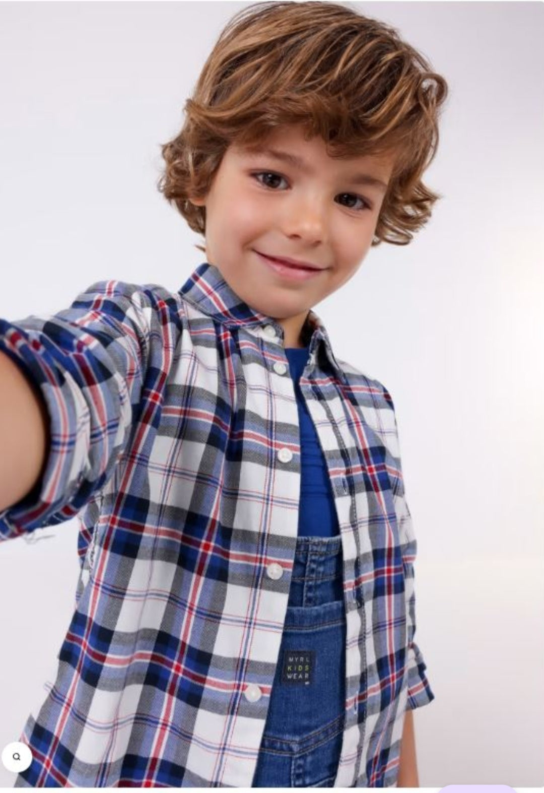 Camisa manga larga cuadros niño
