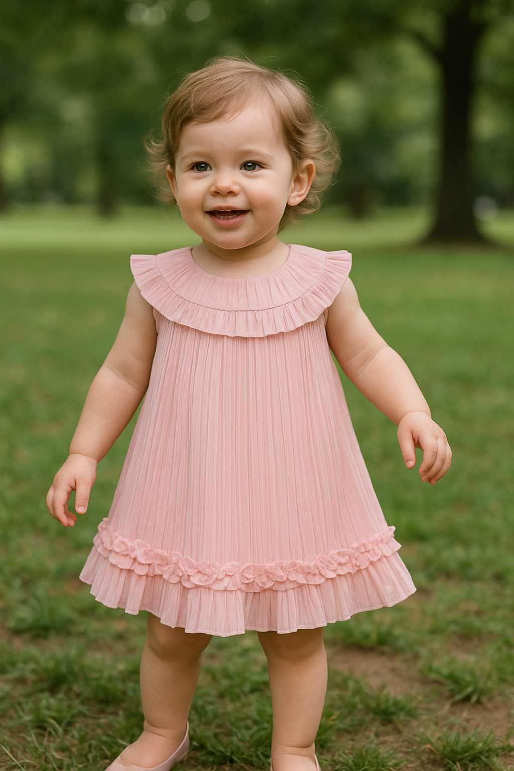 Vestido plisado gasa bebé niña